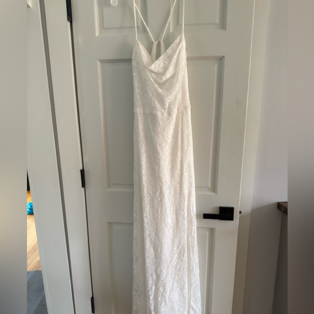 Elegant White Lace DB Gown